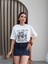 Kadın Oversize Kısa Kollu Baskılı %100 Pamuk T-Shirt 4