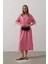 Beli Lastikli Elbise - Pembe 3