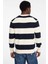 Erkek Triko Çizgili Bisiklet Yaka Kazak - Lacivert/ekru 2