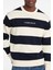 Erkek Triko Çizgili Bisiklet Yaka Kazak - Lacivert/ekru 4