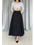 Siyah Yanları Büzgülü Uzun Etek 2