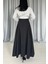 Siyah Yanları Büzgülü Uzun Etek 3