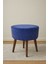 Puf Koltuk Bench Tabure – Lacivert Düz Desen - Ahşap Ayaklı - Doğal Modern Stil 2
