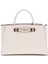 Kadın Metal Aksesuarlı Yapılandırılmış El Çantası - Krem 1