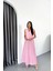 Keten Çizgili Yelek - Uzun Etek Takım - Pembe 1