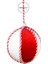 Yılbaşı Süsü Ip Şeritli Top Kırmızı Beyaz 10 cm 2