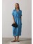 Beli Lastikli Elbise - Mavi 1