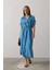 Beli Lastikli Elbise - Mavi 2
