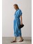 Beli Lastikli Elbise - Mavi 3