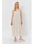 Askılı Uzun Çan Elbise - Natür 3