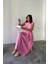 Keten Kolsuz Bluz - Maxi Etek Takım - Pembe 2