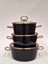 Emaye Üçlü Tencere Seti Siyah 18/20/22 cm (2 Litre/2,5 Litre/3,3 Litre) 1