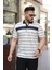 Erkek Yakalı Çizgili Kısa Kollu T-Shirt 1