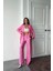 Pembe Beli Kuşaklı Ceket ve Pantolon Parlak Takım 4