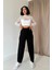 Siyah Pensli Lastik Detaylı Pantolon 1