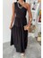 Tek Omuzlu Pile Detay Maxi Elbise 2895 3