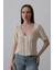 Çiçek Detaylı Düğmeli Triko - Ekru 2