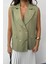 Gold Düğmeli Keten Yelek - Yeşil 3
