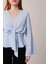 Ön Bağlamalı Volan Kol Bebe Mavisi Bluz 3