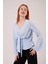 Ön Bağlamalı Volan Kol Bebe Mavisi Bluz 4