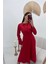 Kırmızı Saten Uzun Elbise 1