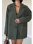 Haki Çizgili Oversize Ceket 3
