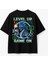 Ejder Baskılı Unisex Bisiklet Yaka Pamuk Oversize T-Shirt 1