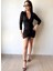 Kadın V Yaka Önü Asansör Büzgü Detay Fırsat Ürün Mini Elbise 3