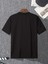 Baskılı Oversize Bisiklet Yaka T-Shirt - Siyah 4