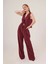 Ön Bağlama Detaylı Yelek ve Pantolon Bordo Ikili Takım 1