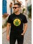 Ön ve Arka Baskılı Oversize Bisiklet Yaka T-Shirt- Siyah 1