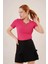 Kısa Kollu Yaka Detaylı Kaşkorse Fuşya Bluz 4
