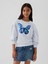 Kız Çocuk Mavi Relaxed Flippy-Sequin Grafikli Fransız Havlu Kumaş Sweatshirt 1
