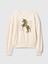 Kız Çocuk Kırık Beyaz Relaxed Flippy-Sequin Grafikli Fransız Havlu Kumaş Sweatshirt 1