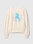 Kız Çocuk Kırık Beyaz Relaxed Flippy-Sequin Grafikli Fransız Havlu Kumaş Sweatshirt 3