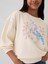 Kız Çocuk Kırık Beyaz Relaxed Flippy-Sequin Grafikli Fransız Havlu Kumaş Sweatshirt 3
