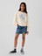 Kız Çocuk Kırık Beyaz Relaxed Flippy-Sequin Grafikli Fransız Havlu Kumaş Sweatshirt 4