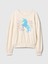 Kız Çocuk Kırık Beyaz Relaxed Flippy-Sequin Grafikli Fransız Havlu Kumaş Sweatshirt 2