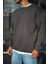 Kışlık Bisiklet Yaka Üç Iplik Basic Sweatshirt - Antrasit 1