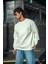 Kışlık Bisiklet Yaka Üç Iplik Basic Sweatshirt - Beyaz 2