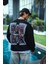 Uzun Kol Bisiklet Yaka Ön ve Arka Baskılı Sweatshirt - Siyah 3