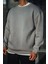 Kışlık Bisiklet Yaka Üç Iplik Basic Sweatshirt - Boyalı Gri 1