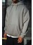 Üç Iplik Penye Kapşonlu Basic Sweatshirt - Boyalı Gri 1