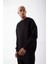 Unisex Biskilet Yaka Üç Iplik Sweatshirt - Siyah 1