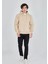 Unisex Tam Fermuarlı Kapşonlu Sweatshirt - Bej 1