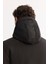 Erkek Siyah Kapüşonlu Su İtici Rüzgar Geçirmez -7°C Dayanıklı Şişme Comfort Fit Mont A52Y6184 6