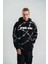 Polızeı Premium Kalite Kapşonlu Varak ve Pano Baskılı Sweatshirt - Siyah 1