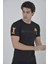 Unisex Göğüs Fermuarlı Baskılı T-Shirt - Siyah 1