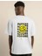 Unisex Bisiklet Yaka Baskılı Oversize T-Shirt - Beyaz 3