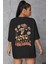 Unisex Baskılı Oversize T-Shirt - Siyah 1